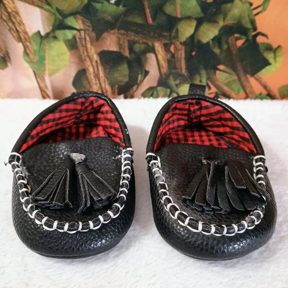 Kids Infant Black Tassel Baby Moccasins Fringe Soft Sole Loafers Sz See Desc